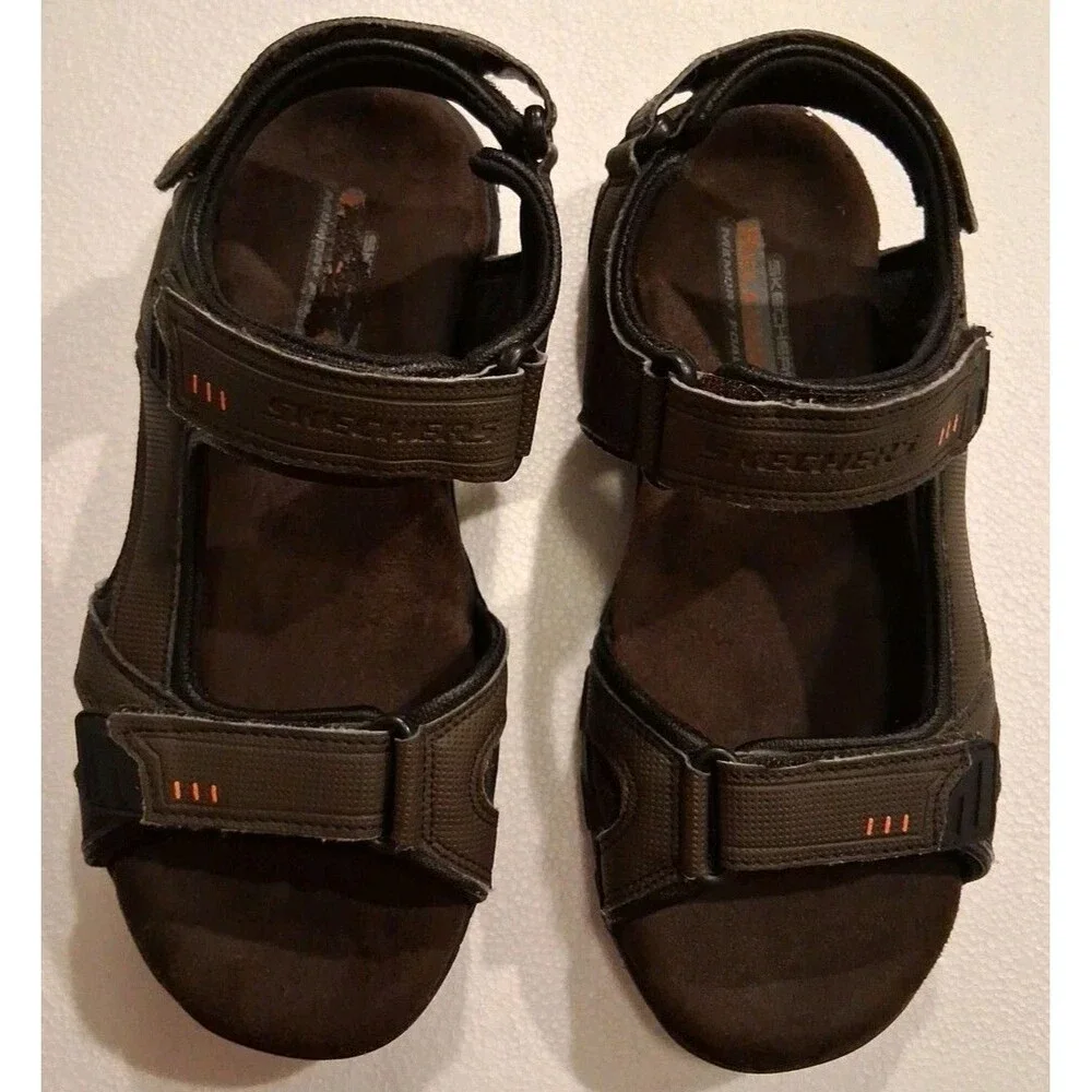Skechers Mens Size 7 Brown Sport Sandals Relaxed Fit Memory Foam Garver Louden